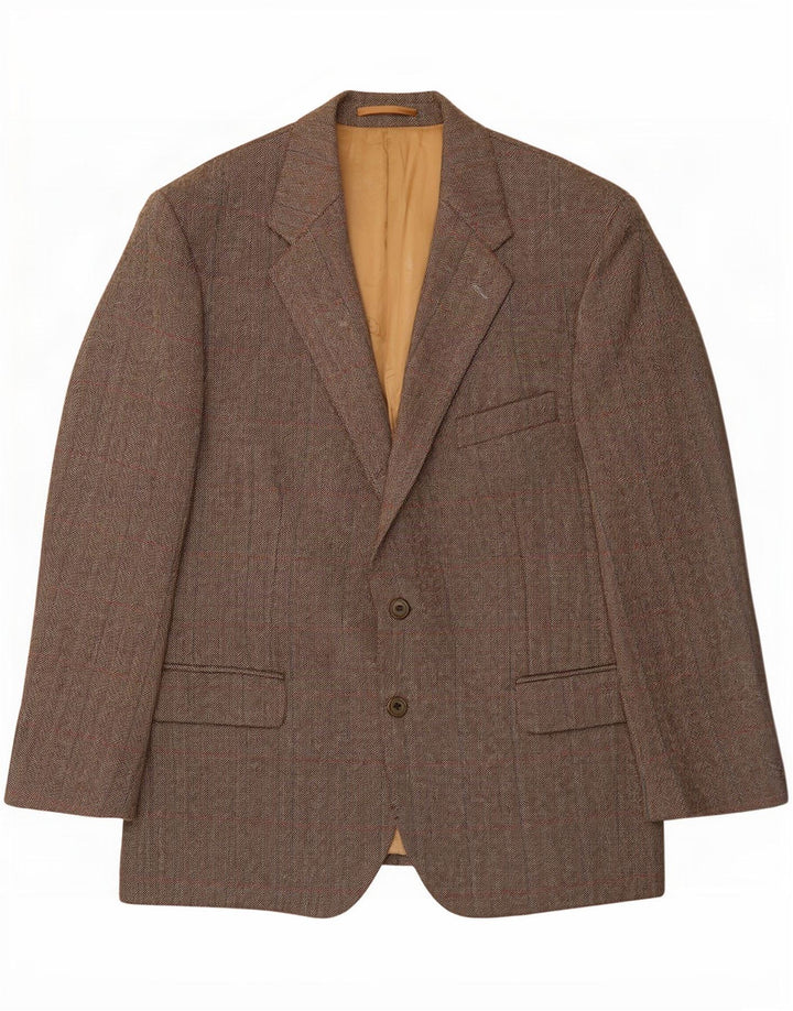 Magee Veste blazer à 2 boutons pour homme UK 46 3XL Gris à chevrons Laine vierge