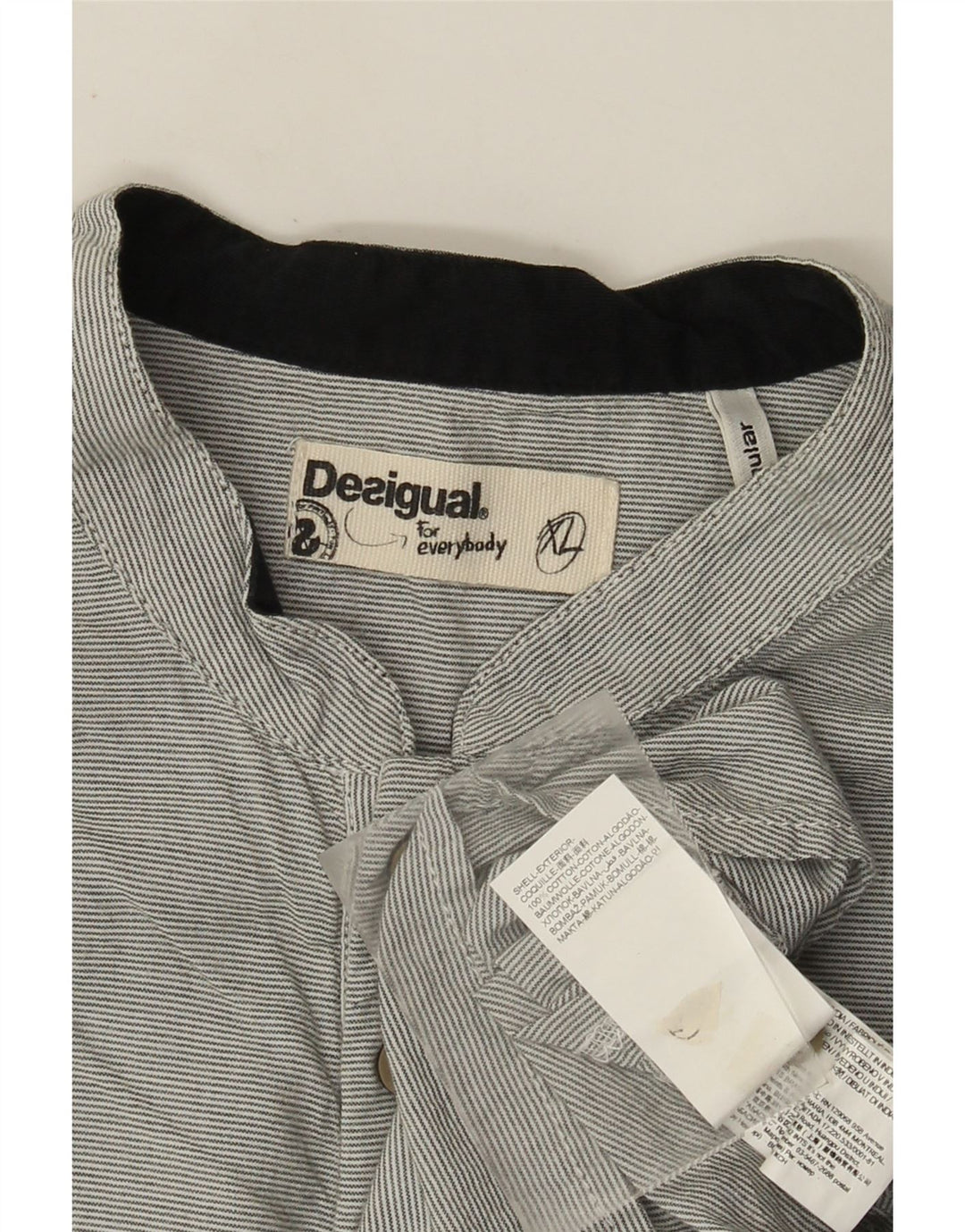 Desigual Chemise pull coupe classique XL en coton à fines rayures pour homme Gris