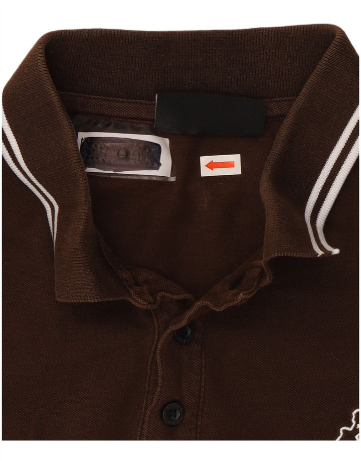 Kappa Polo Homme Large Marron Rayé Coton