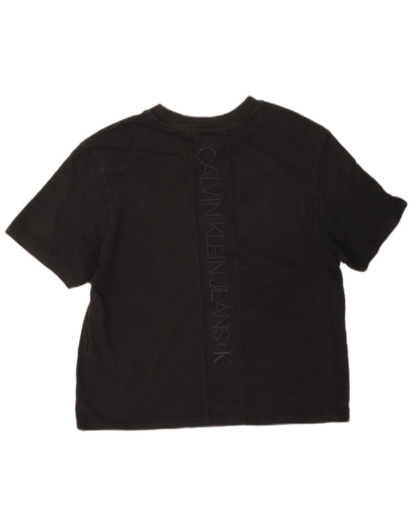 Calvin Klein Jeans T-shirt court graphique pour femme UK 14 Noir moyen