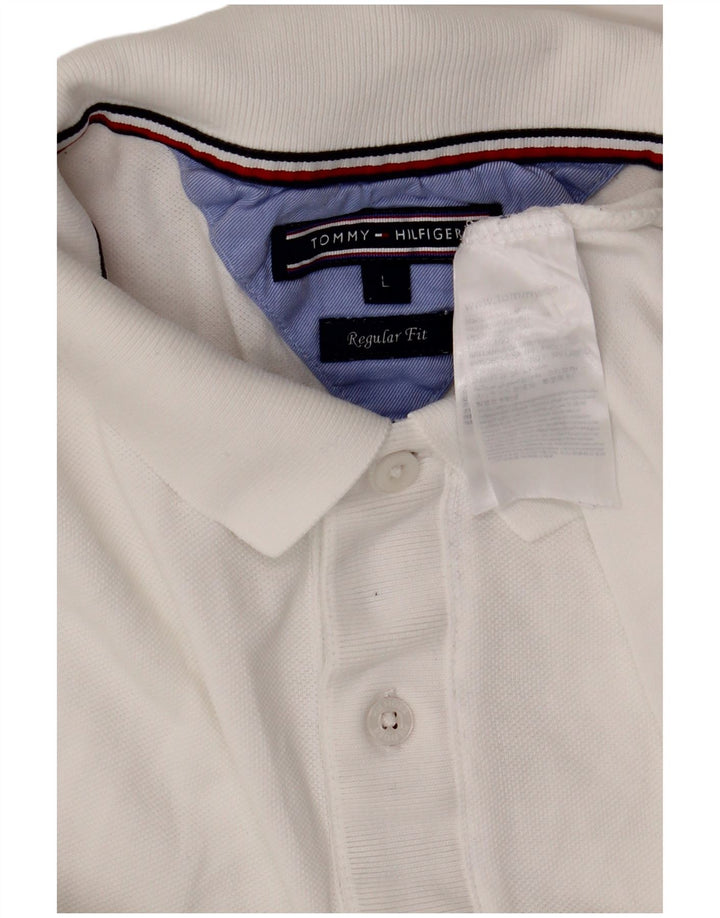 TOMMY HILFIGER Polo Regular Fit Homme Grand Coton Blanc