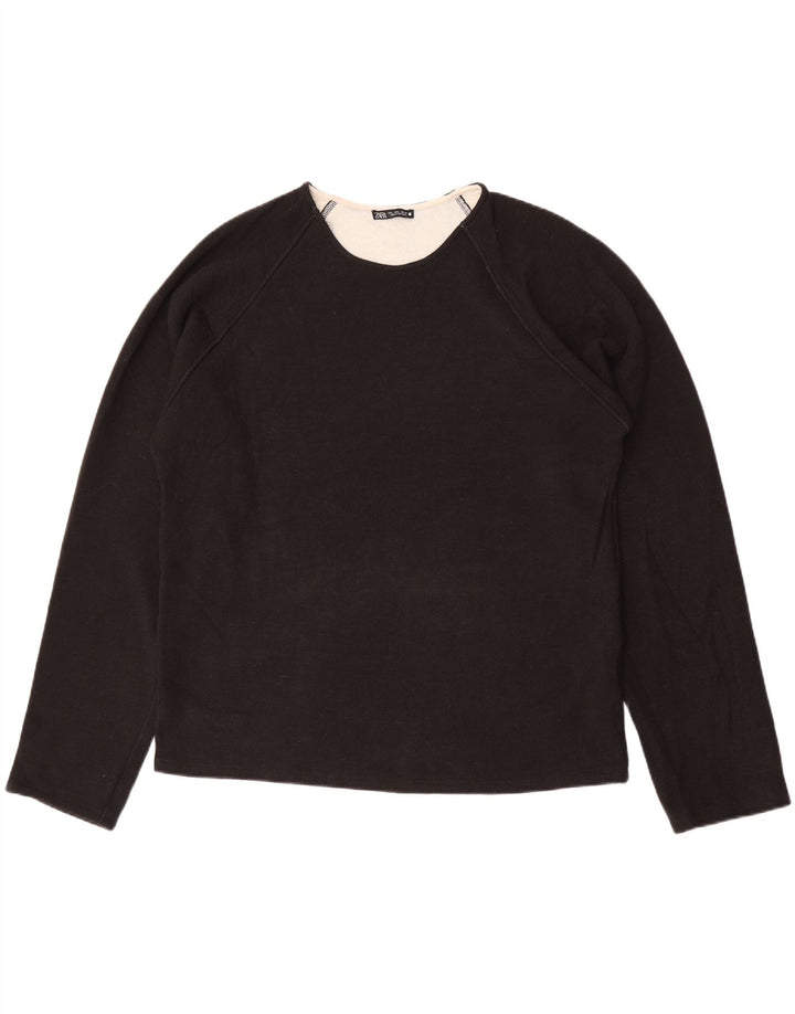 Zara Sweat-shirt surdimensionné pour femme UK 16 Large Noir Polyester