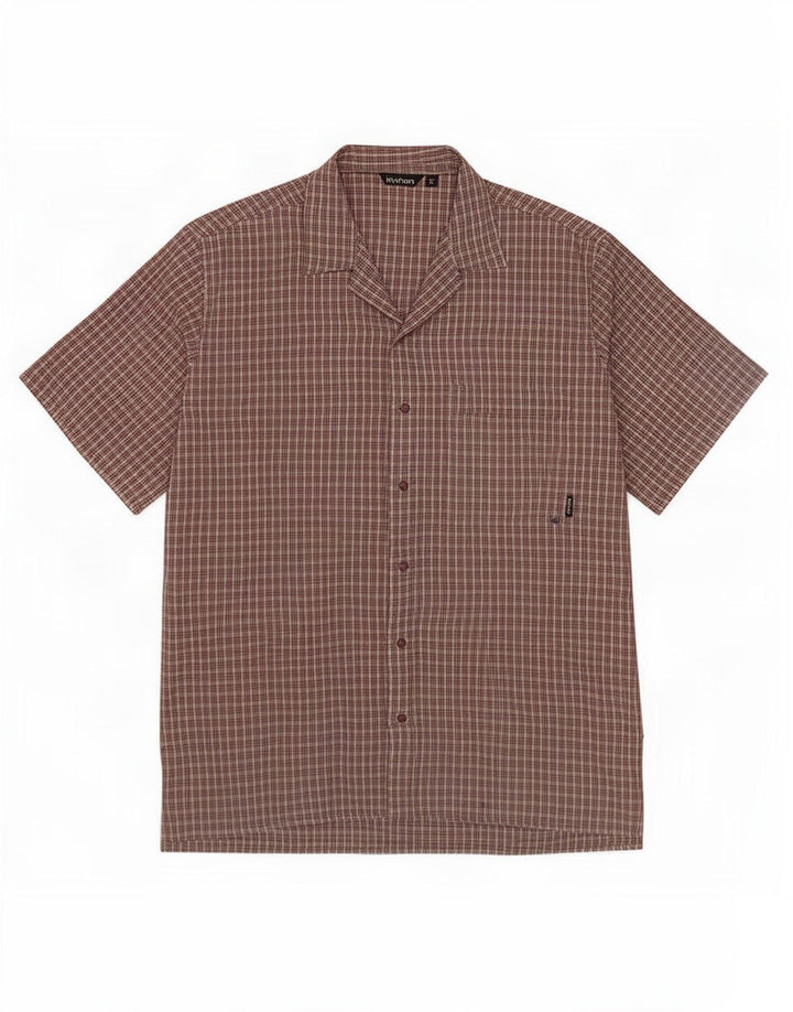 Rohan Chemise à manches courtes pour homme en polyester à carreaux marron moyen