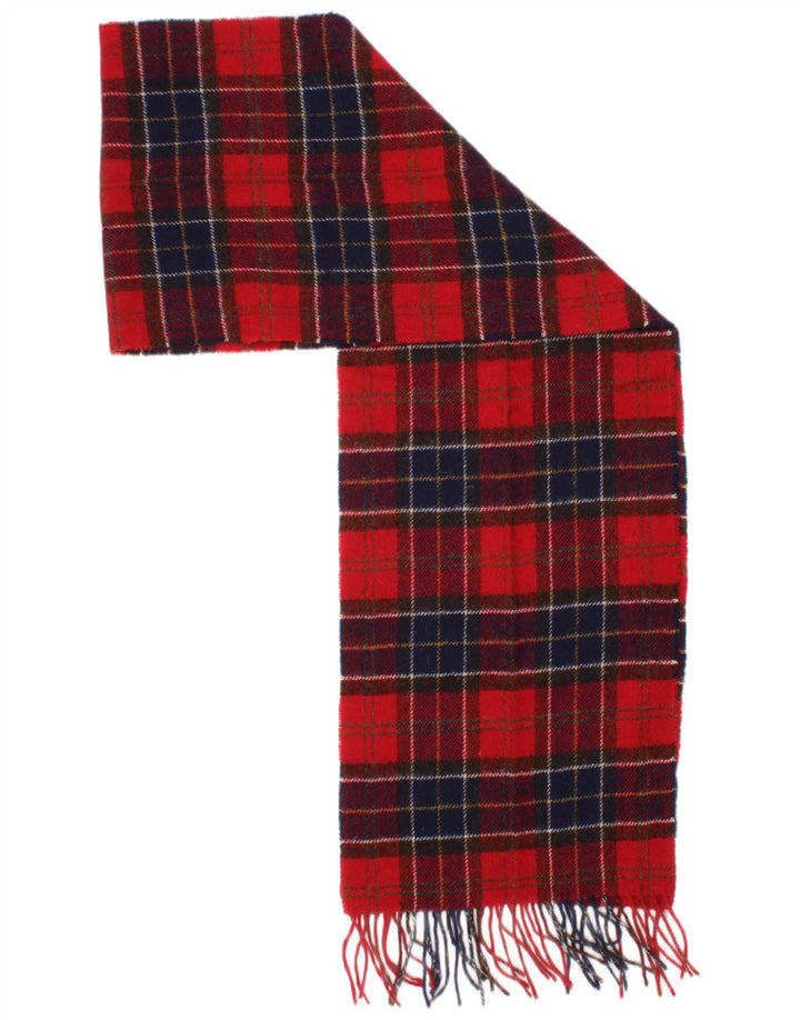 Barbour Écharpe rectangulaire pour homme Taille unique Rouge Plaid Laine Classique
