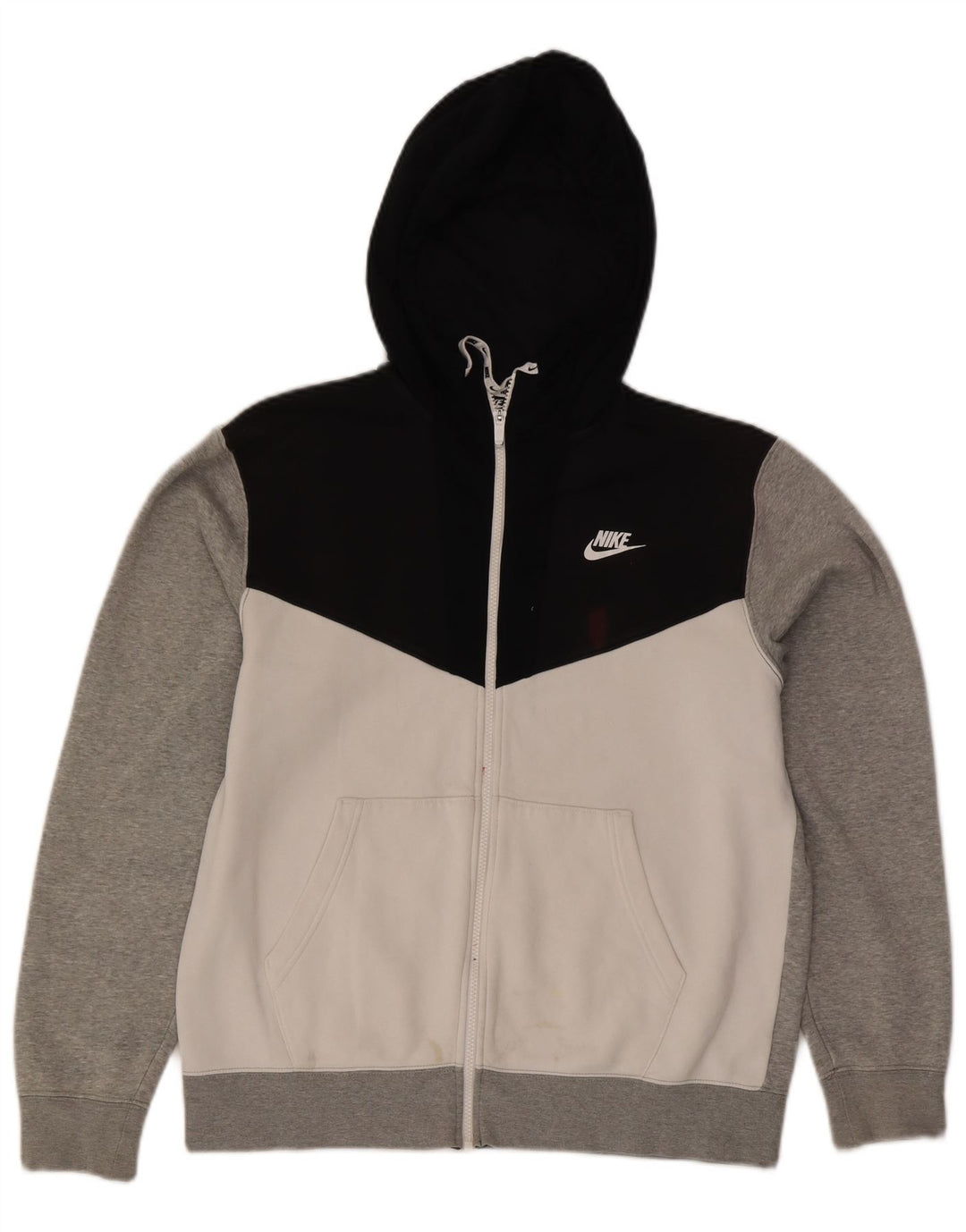 Nike Sweat à capuche zippé en coton color block gris moyen pour homme