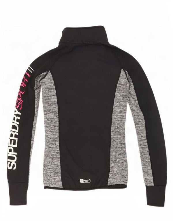 Superdry Veste de survêtement graphique pour femme UK 6 XS Noir Colourblock