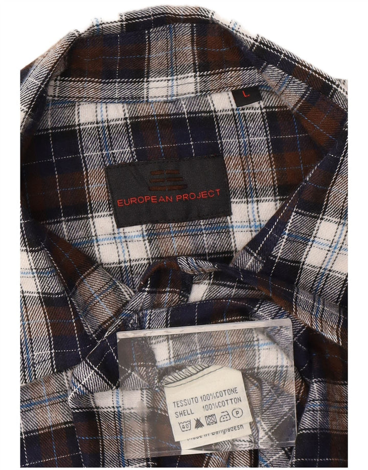 EUROPEAN PROJECT Chemise en flanelle pour homme en coton à carreaux marron