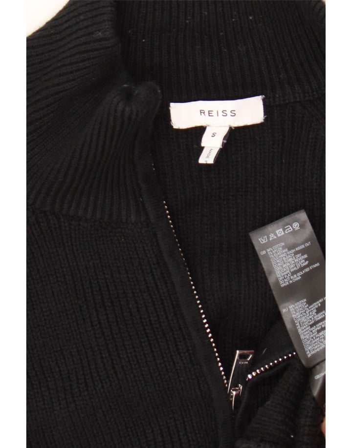 Reiss Hommes Cardigan Pull Petit Noir Coton