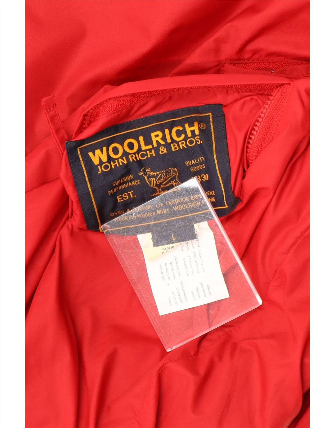 WOOLRICH Veste réversible bomber pour homme UK 40 Large Rouge Nylon