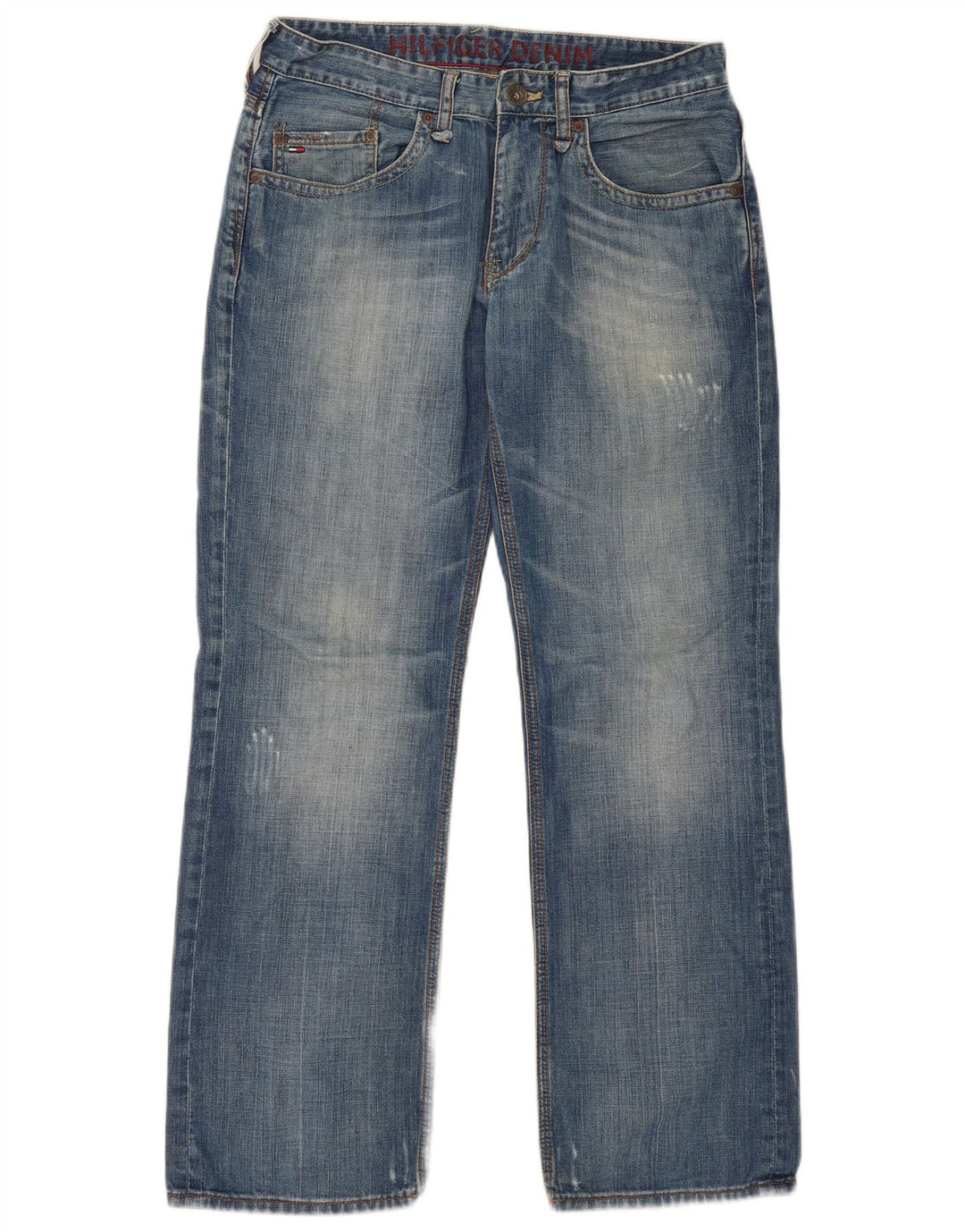 TOMMY HILFIGER Jean droit vieilli homme W32 L32 bleu coton