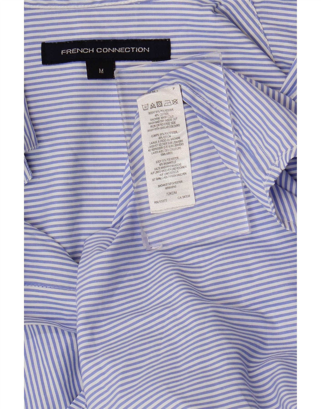French Connection Chemise pull pour femme UK 14 Bleu moyen à fines rayures