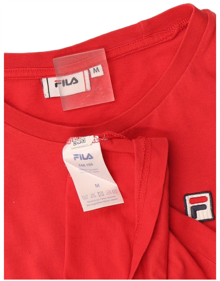 Fila T-Shirt Femme Top UK 14 Coton Rouge Moyen