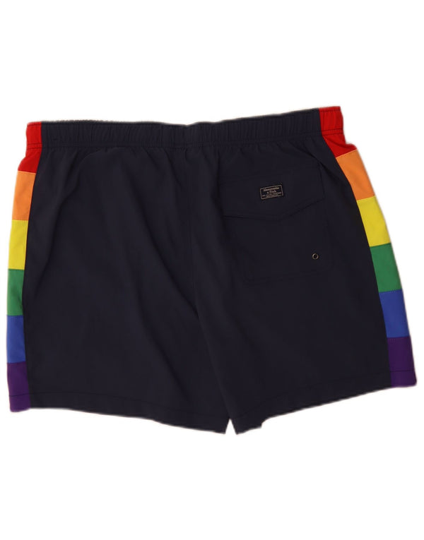Abercrombie & Fitch Short de bain pour homme XL Bleu Colorblock Sports