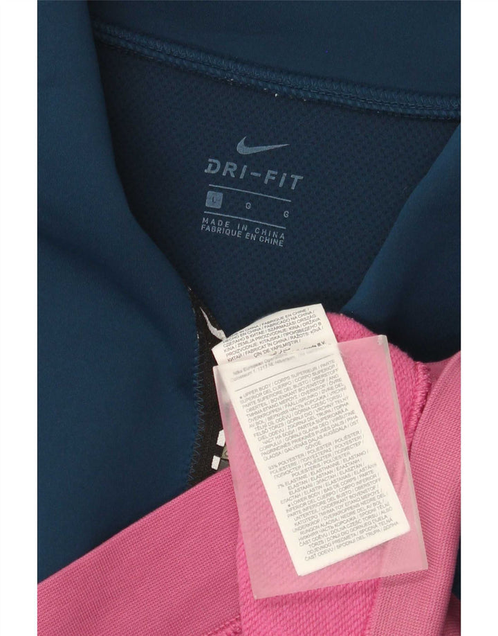 Nike Haut de survêtement à enfiler graphique Dri Fit pour femme UK 16 Large Bleu