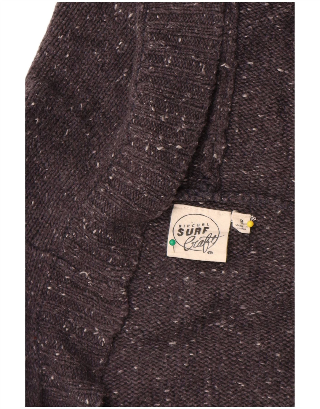 Rip Curl Pull cardigan ouvert long pour femme UK 14 Gris moyen moucheté
