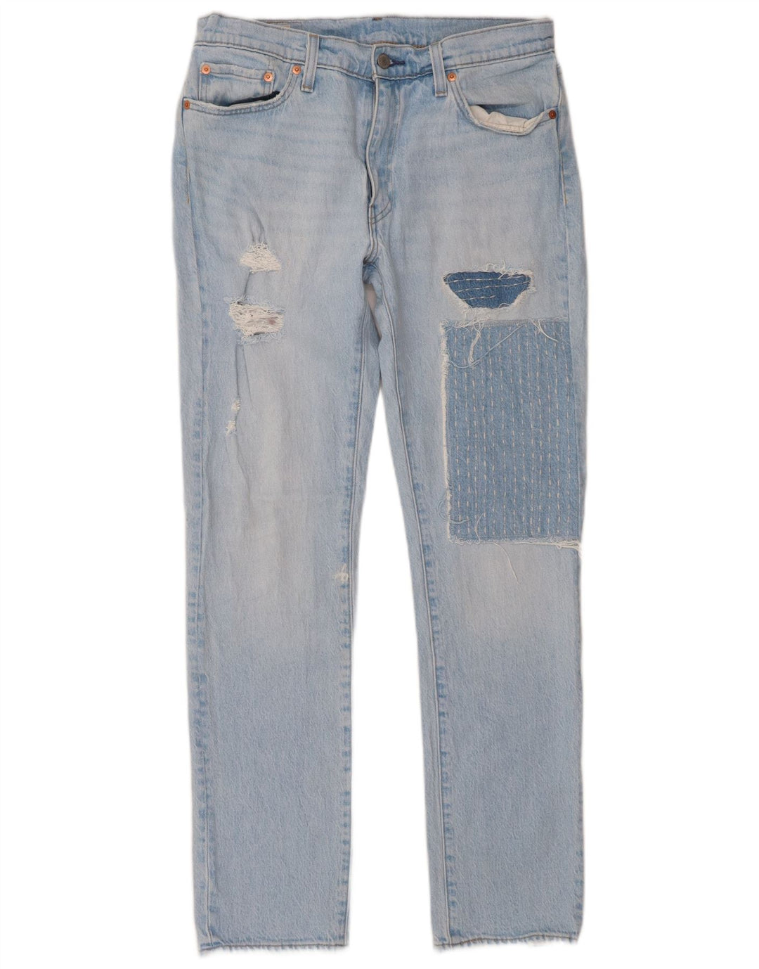 Levi's Jean Slim 511 Distressed Femme W33 L32 Bleu Patchwork Coton