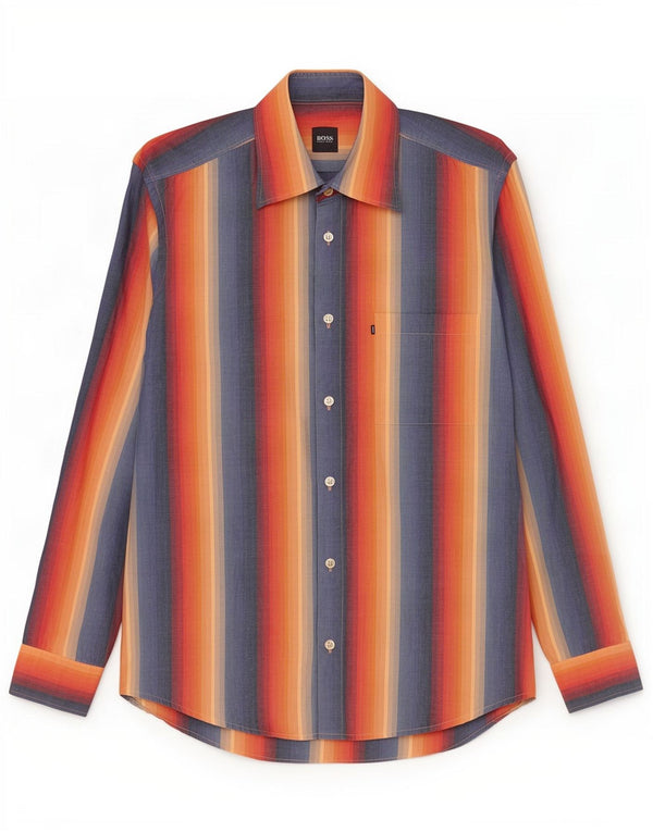 Hugo Boss Chemise en coton rayé multicolore moyen