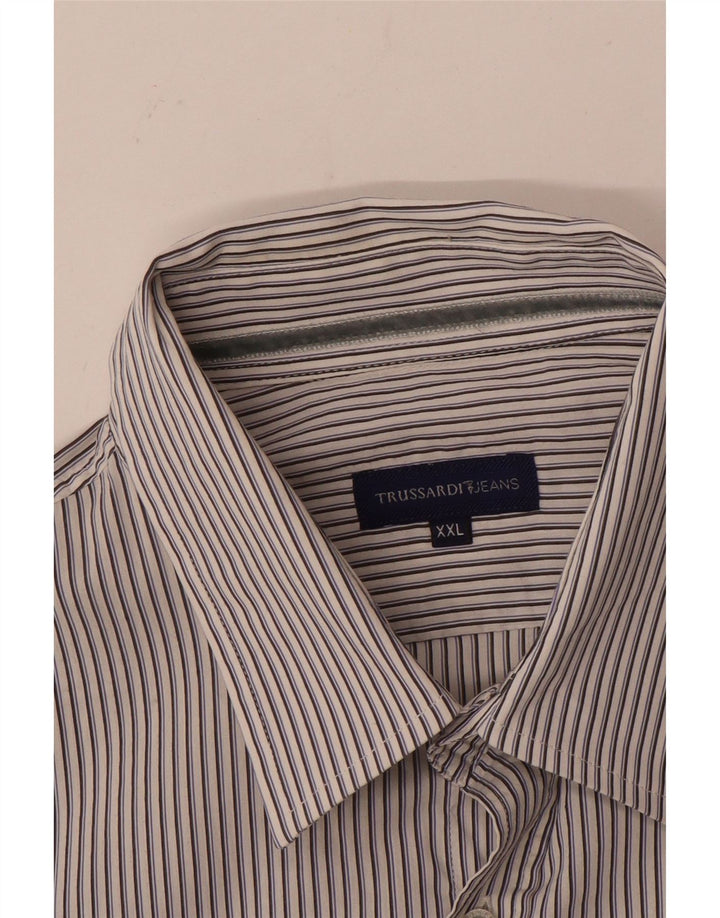 Trussardi Jeans Chemise Homme 2XL Blanc Rayé