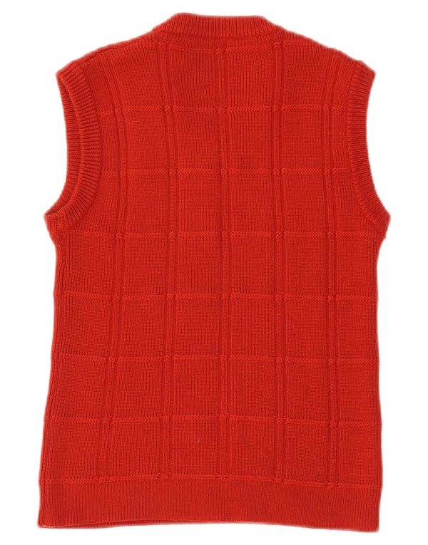 VINTAGE Femmes Crop Vest Débardeur UK 10 Petit Rouge