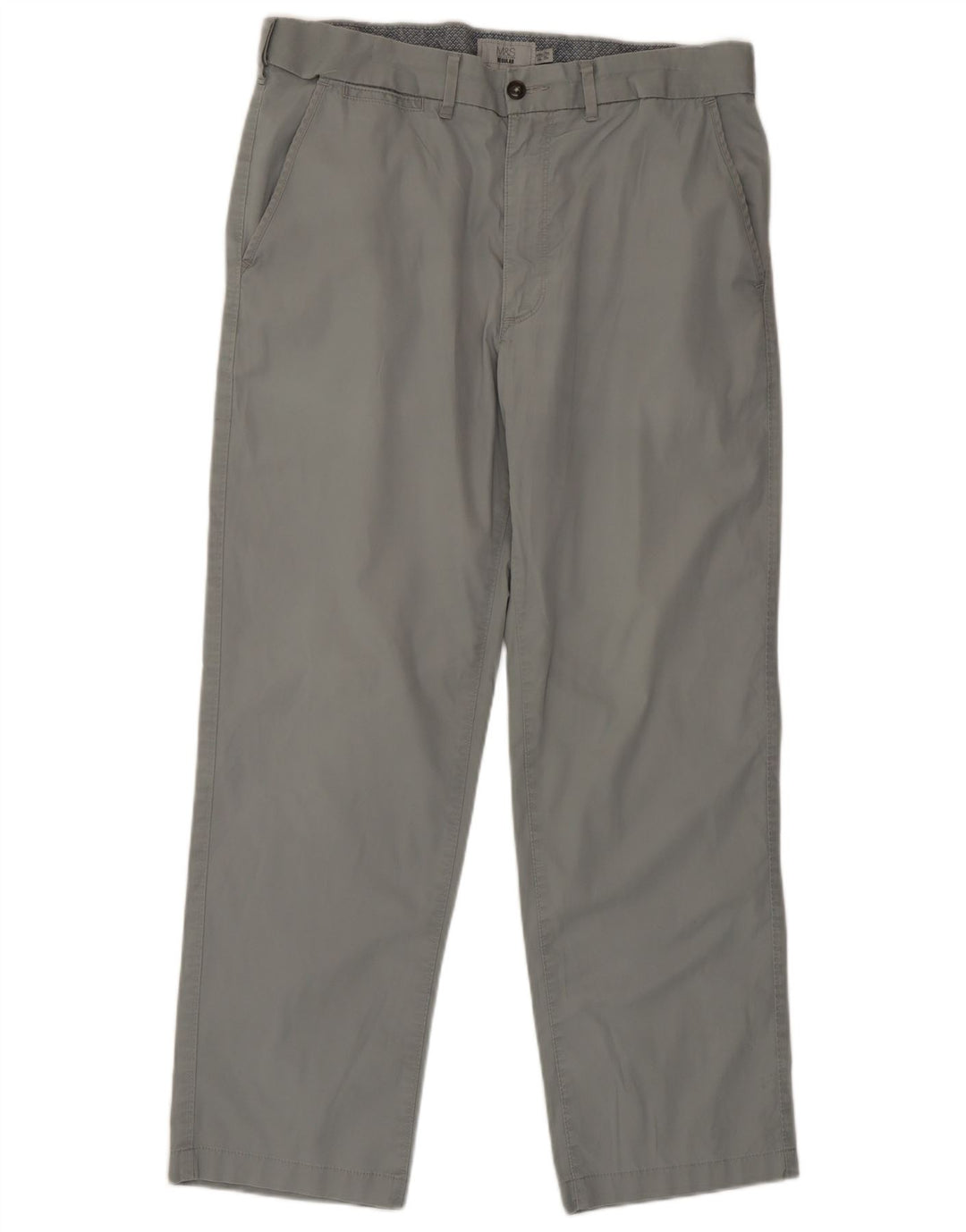 Marks & Spencer Pantalon Chino Regular Homme W34 L29 Gris Coton