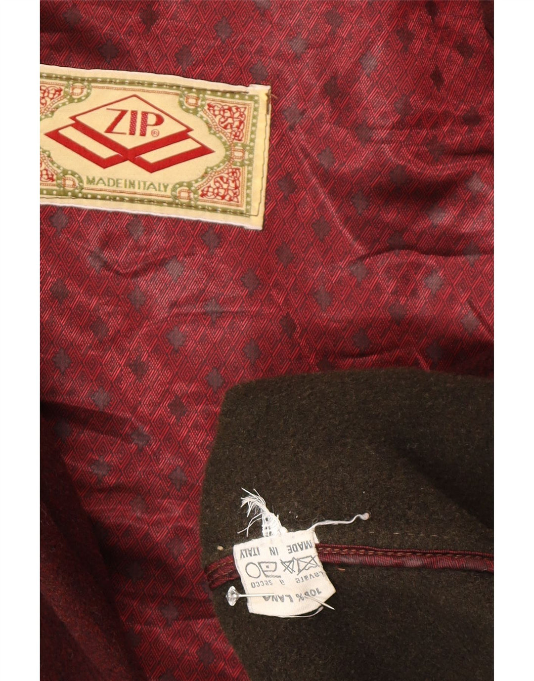 Duffle Coat À Capuche Zippé Homme IT 38 Laine Bordeaux Moyen