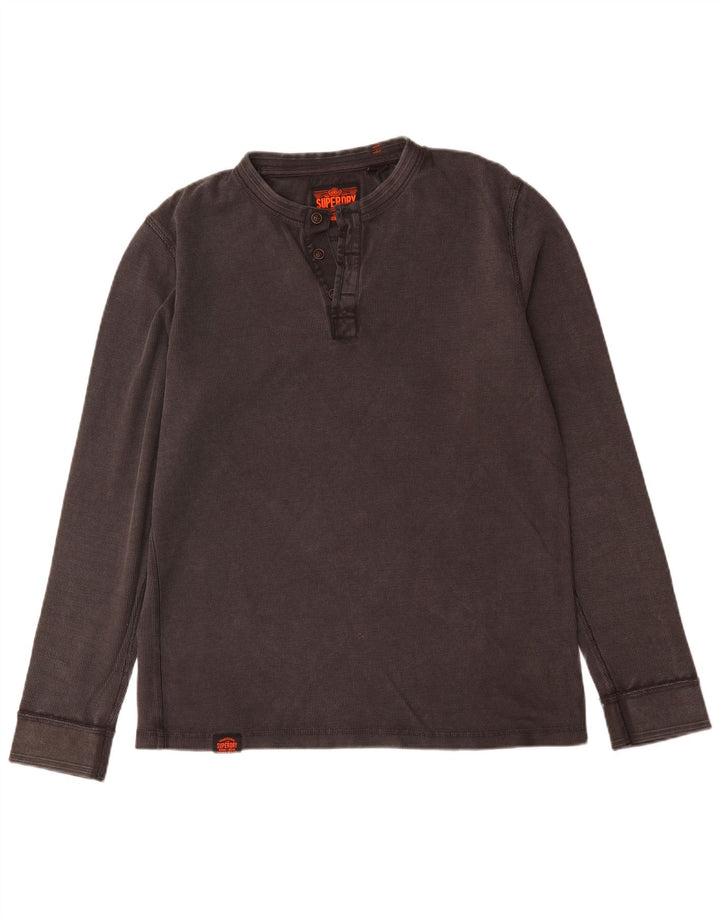 Superdry Haut à manches longues pour hommes en coton gris moyen