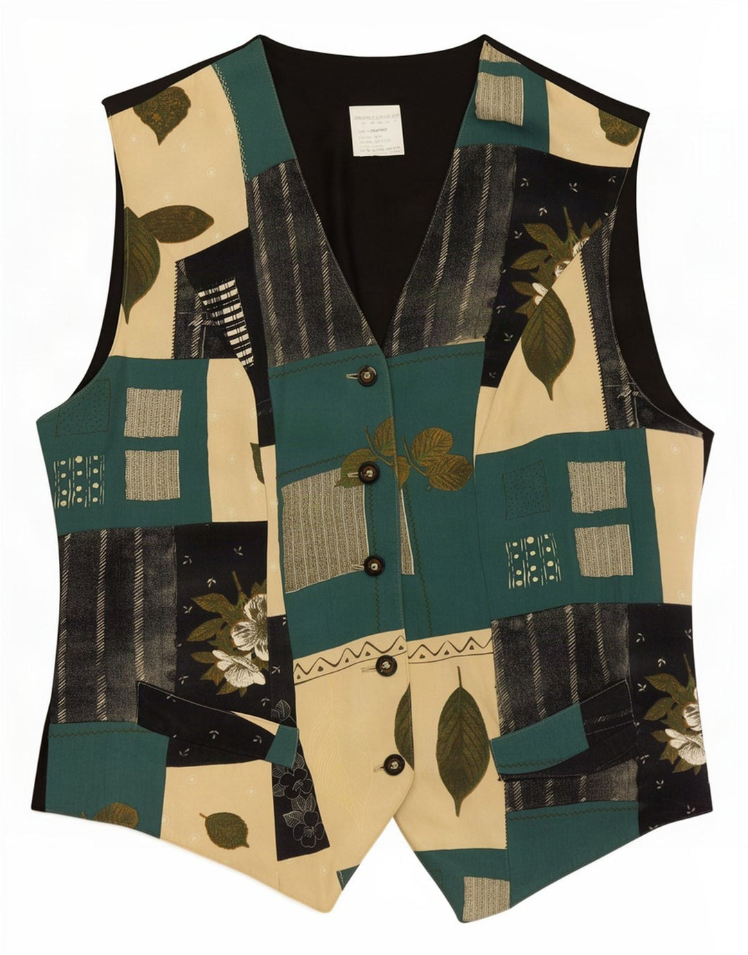 gilet femme vintage UK 14 Moyen Multicolore Patchwork Cupro