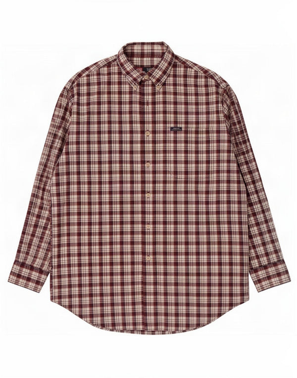 Chaps Ralph Lauren Chemise Homme Grand Coton à Carreaux Bordeaux