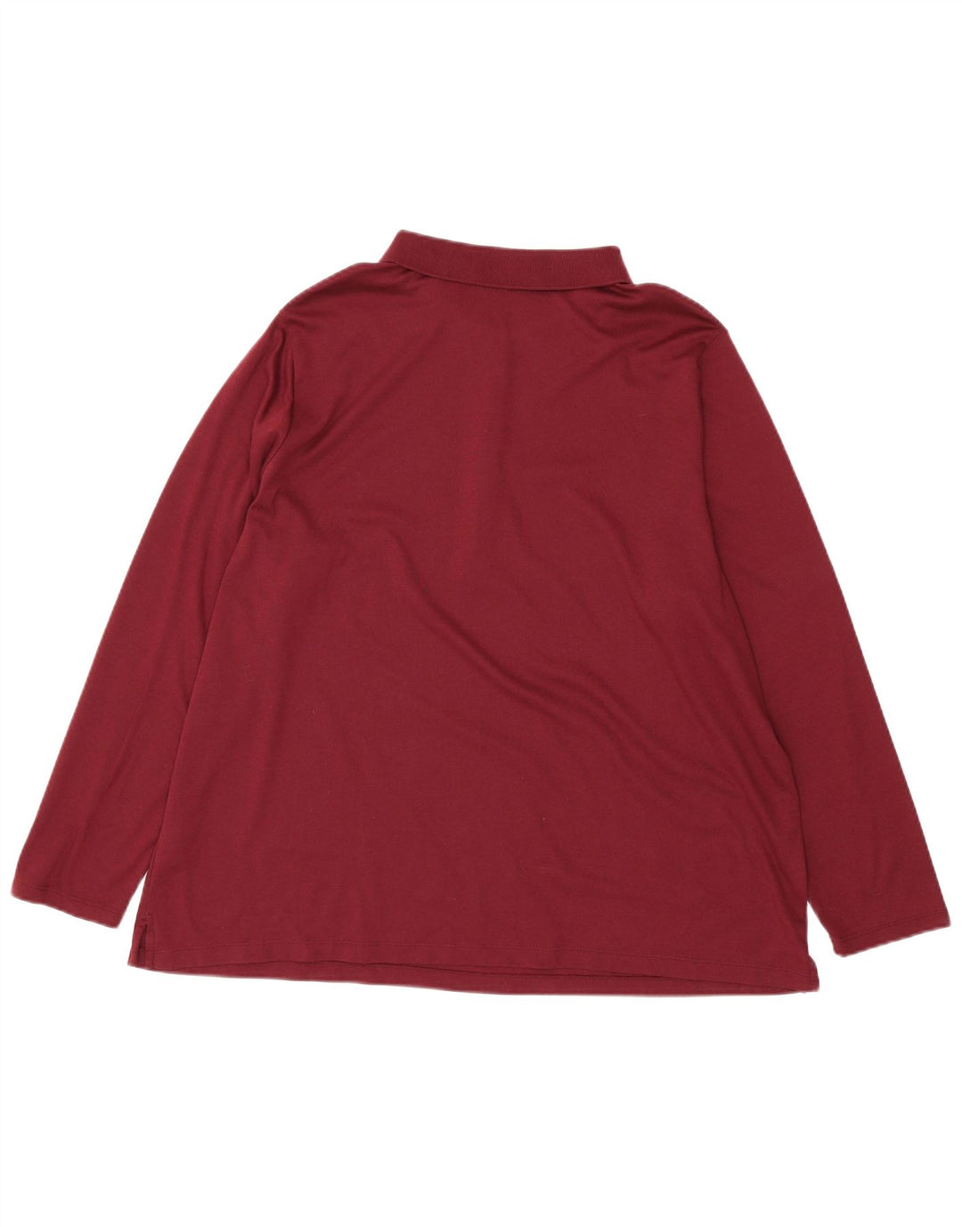 LANDS END Polo à manches longues pour femme UK 24/26 2XL Coton bordeaux