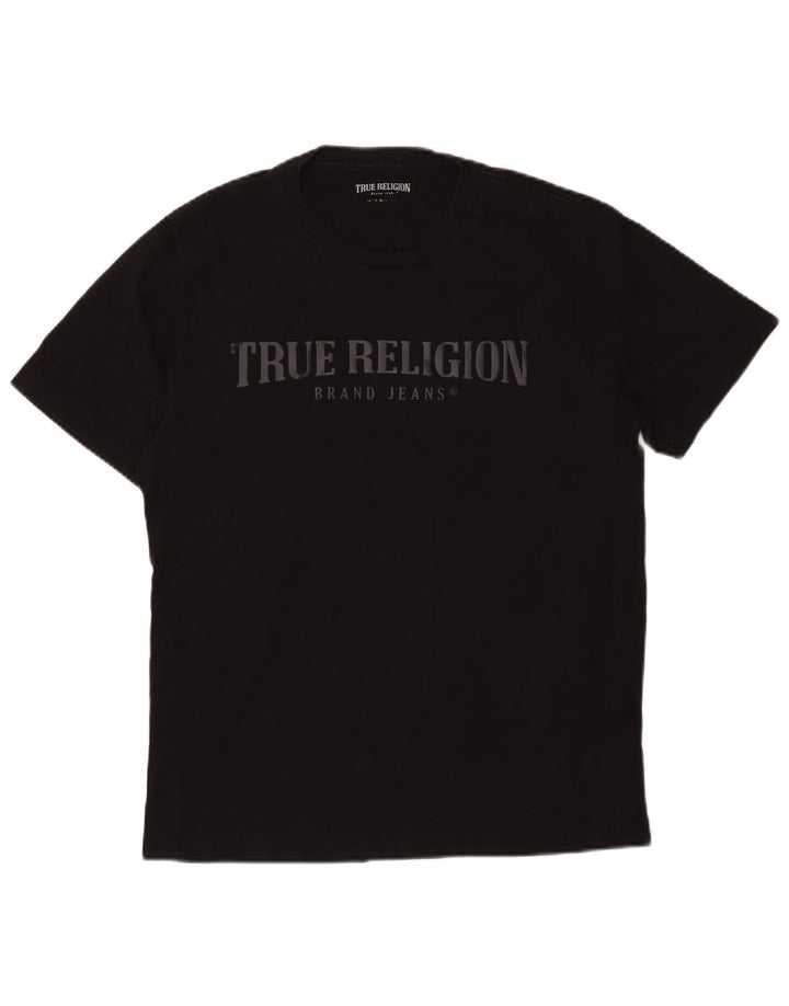 True Religion T-Shirt Graphique Homme Noir Moyen Coton