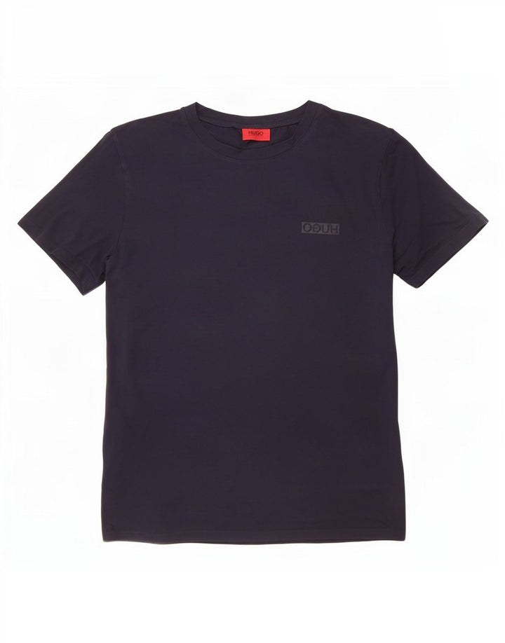 Hugo Boss Homme T-Shirt Top Bleu Marine Moyen Coton