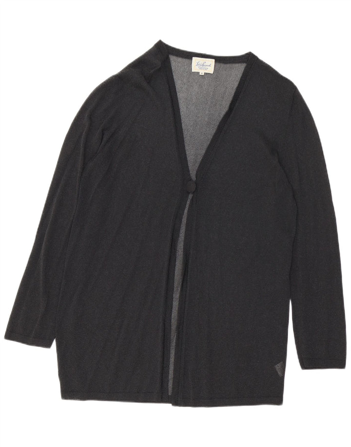 Luisa Spagnoli Haut cardigan transparent pour femme UK 14 Viscose noir moyen