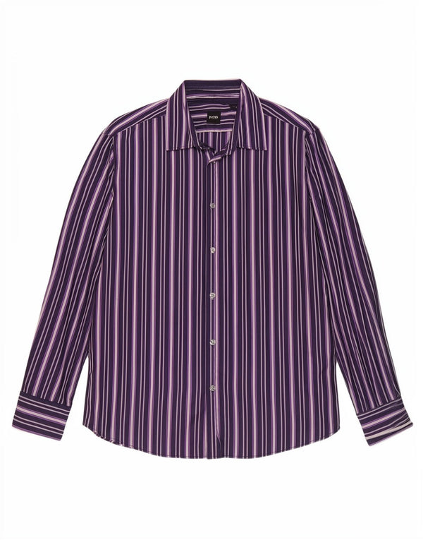 Hugo Boss Chemise Homme Large Violet Rayé Coton