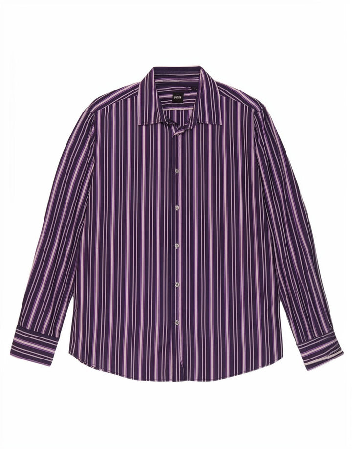 Hugo Boss Chemise Homme Large Violet Rayé Coton