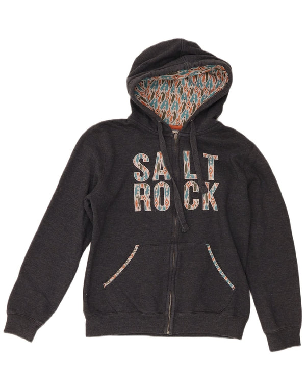 Saltrock Pull à capuche graphique pour femme UK 12 Gris moyen Coton