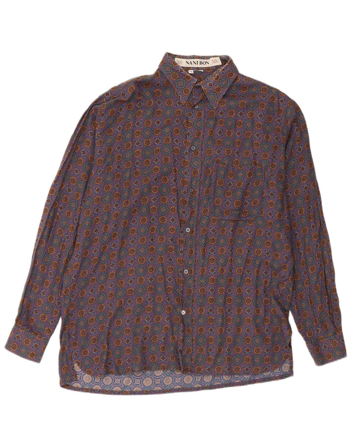 NANI BON Chemise Homme Taille 40 Bleu Moyen Ikat