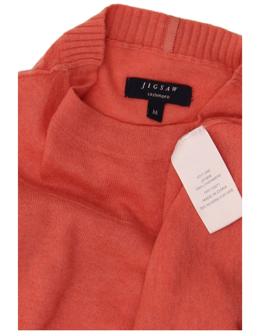 JIGSAW Pull col roulé pour femme en cachemire rose moyen UK 12