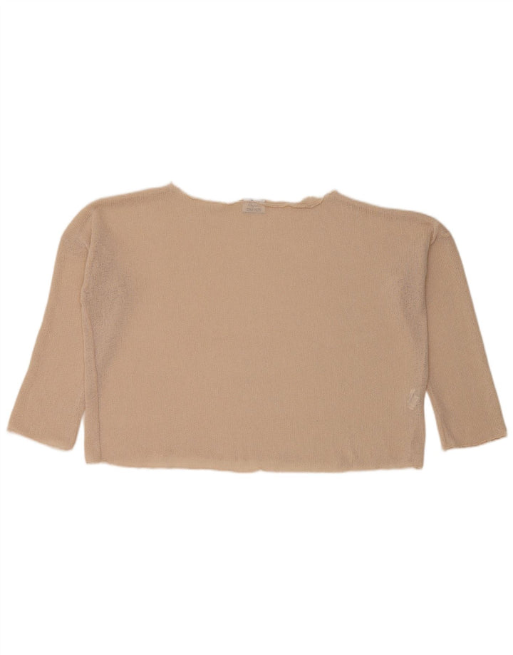 Zara Femme Crop Top Oversize Manches 3/4 UK 10 Petit Beige Polyester