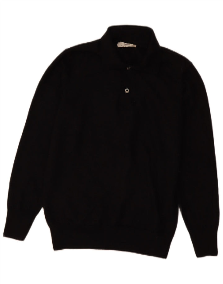 Zara Pull à col polo pour femme UK 12 Laine noire moyenne