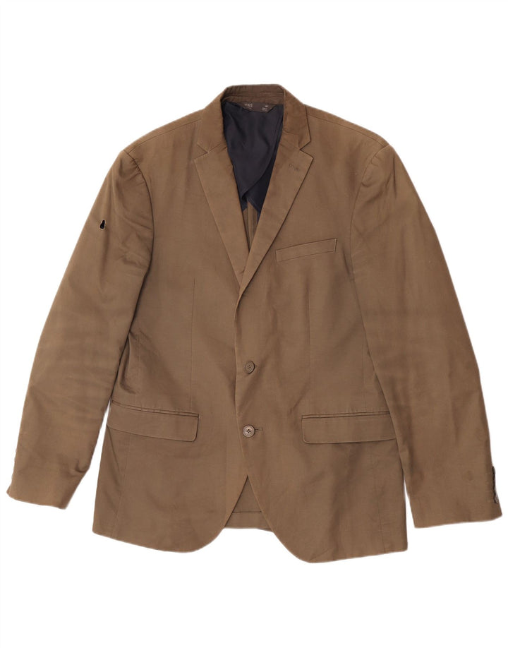 Marks & Spencer Veste blazer à 2 boutons pour homme UK 40 en coton kaki moyen