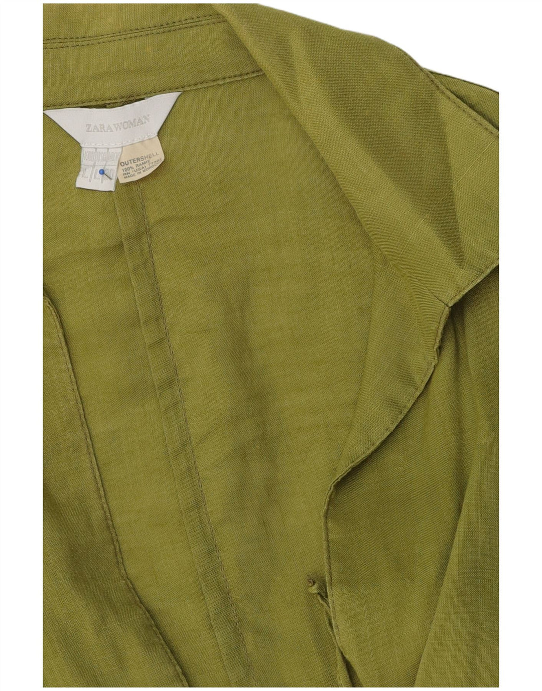 Zara Veste Blazer Femme UK 16 Large Vert Ramie