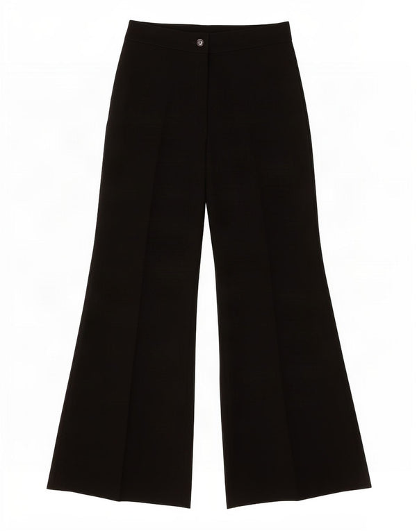 Pantalon de costume jambe large femme vintage W26 L27 laine noire