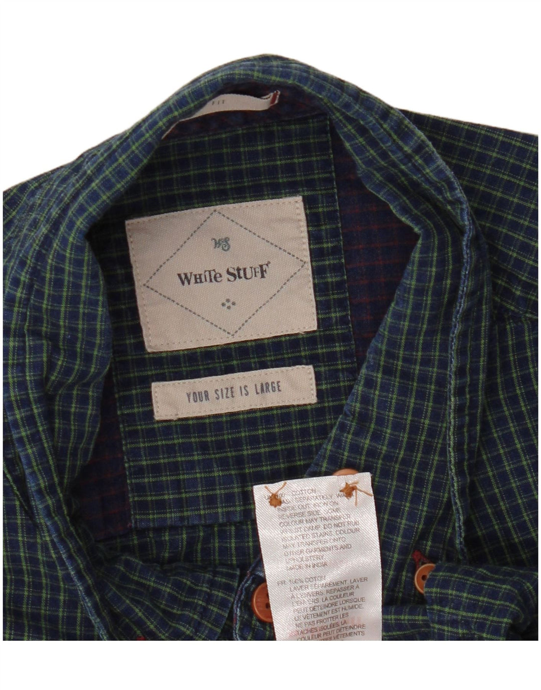 Chemise White Stuff Homme Coupe Classique Grand Carreau Bleu Coton