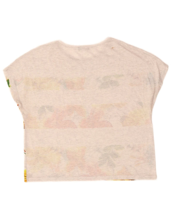 ZARA Womens Graphic T-Shirt Top UK 10 Petit Gris Floral