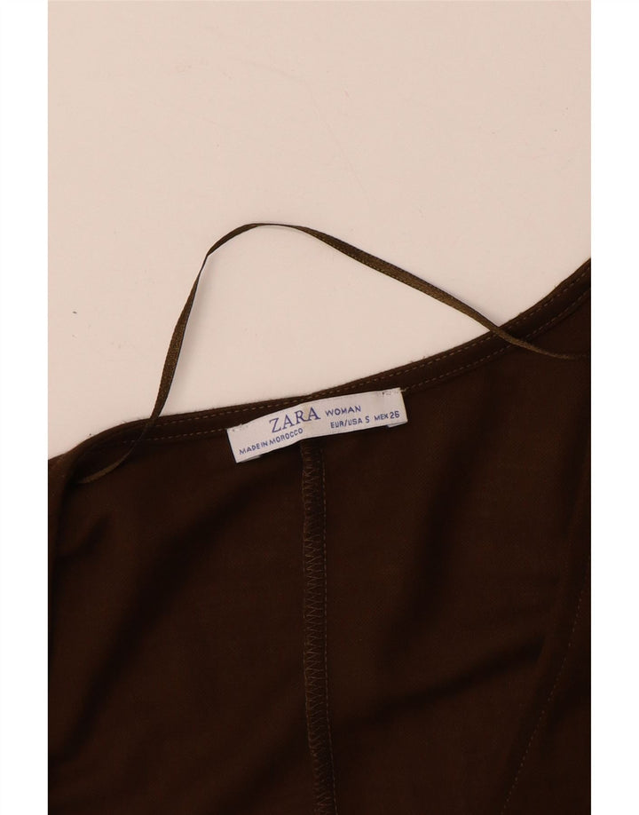 ZARA Combinaison à manches longues pour femme UK 10 Small Marron Viscose