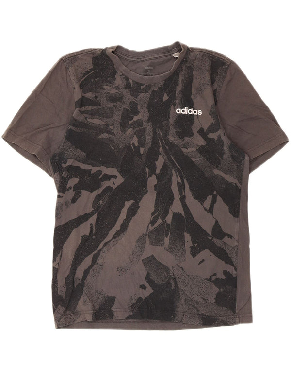 Adidas T-shirt à motif abstrait pour homme, petit, gris, coton