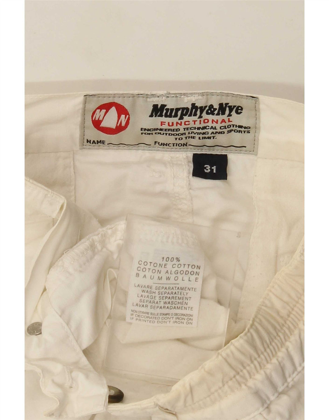 Murphy & Nye Short Chino Homme W31 Coton Blanc Moyen