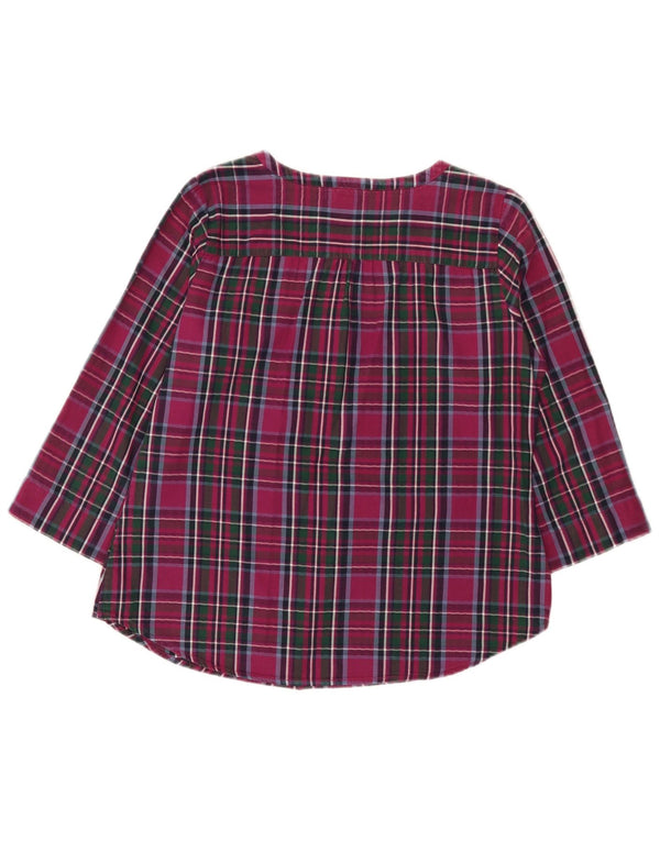 Fat Face Chemise pull à manches 3/4 pour femme UK 14 en coton à carreaux marron moyen