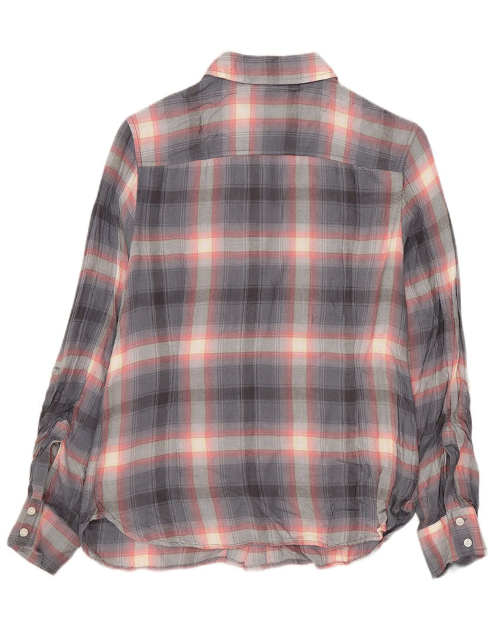 Tommy Hilfiger Chemise Femme UK 10 Petite Rayonne à Carreaux Gris