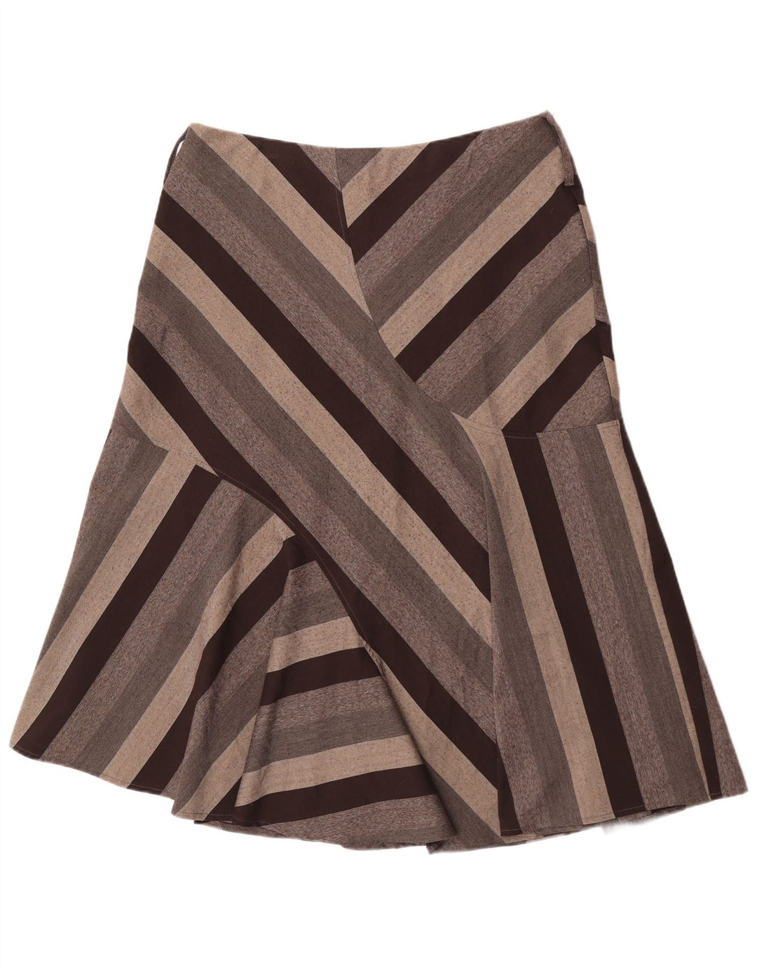 Marks & Spencer Jupe mi-longue pour femme UK 16 Large W34 Marron rayé Polyester